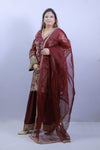 3pcs Maroon Traditional Suit