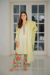 Embroided Lawn Suit With Organza Dupatta