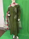 Green Embroided Suit Multi Color Dupatta