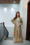 Green Velvet Gown Suit 3 PCs