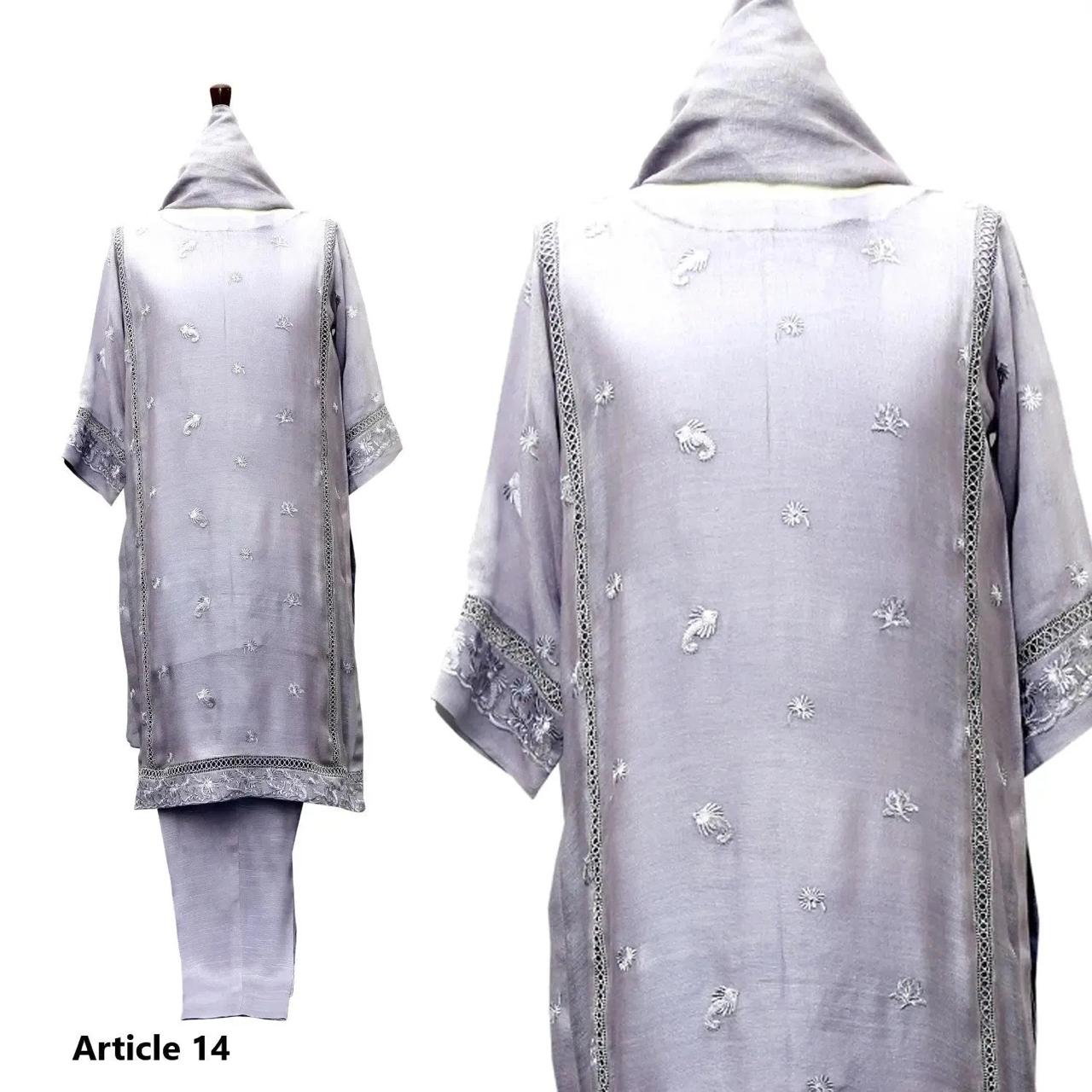 Metalic Mauve Pure Cotton Net 4 PCs Suit