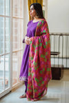 Purple Cotton Silk Suit 4 PCs
