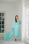 Sea Glass Blue Cotton Suit 3 PCs
