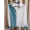 Teal Blue And White Collar Shirt