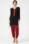 Black And Red Tulip Shalwar 2 PCs Suit