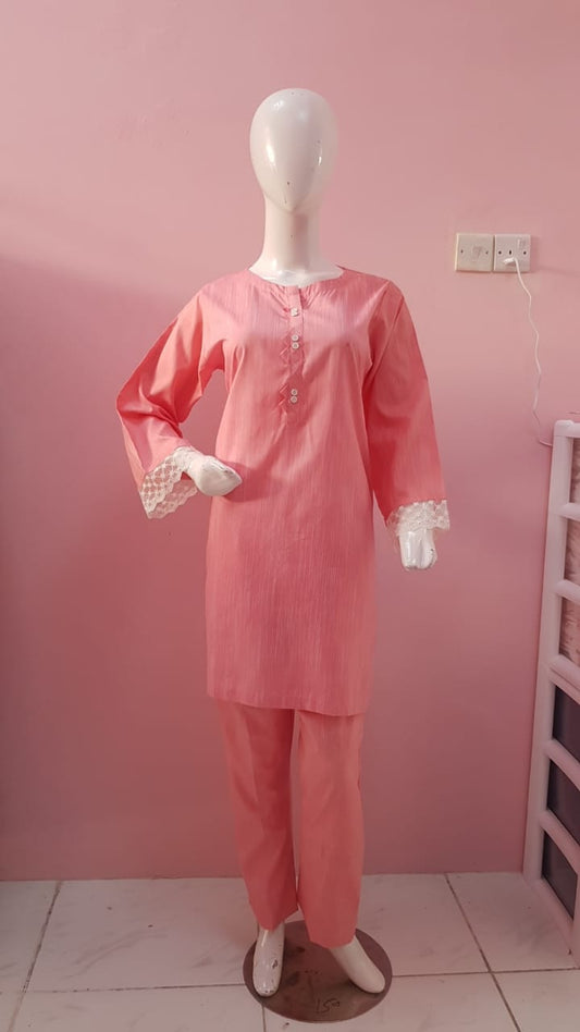 2-piece stitched suit in soft Pink
