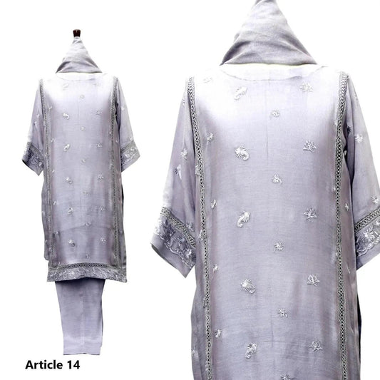 Metalic Mauve Pure Cotton Net 4 PCs Suit