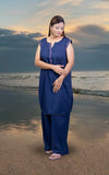 2pcs Navy Blue Linen Suit