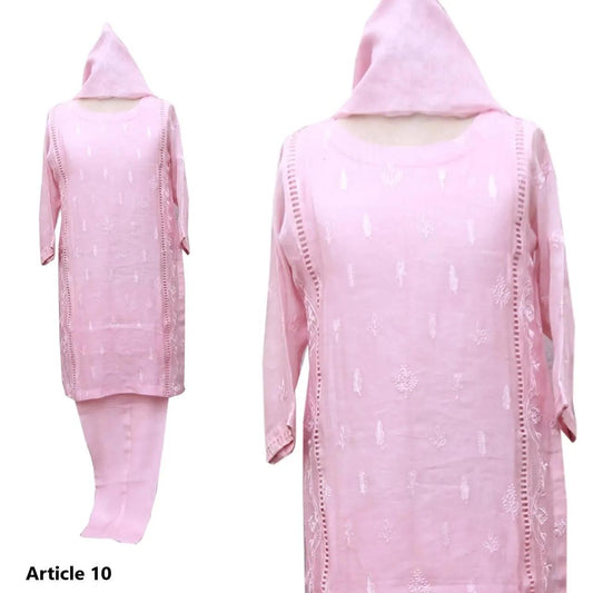 Pink Pure Cotton Net Suit 4 PCs