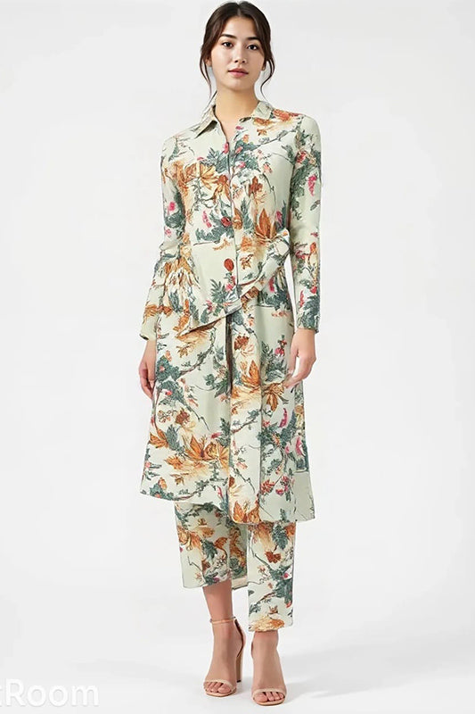 Printed Orange And Green Suit Rang e  gul Shalwar --Gown Stiched