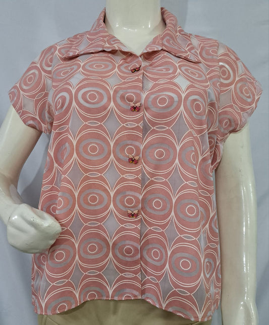 Printed Organza Peach Pink Top