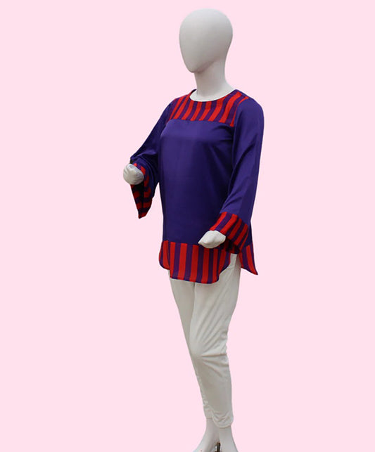 Purple Orange Stripe Silk Top
