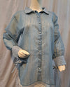 Sky Blue Cotton Net Collar Neck Top