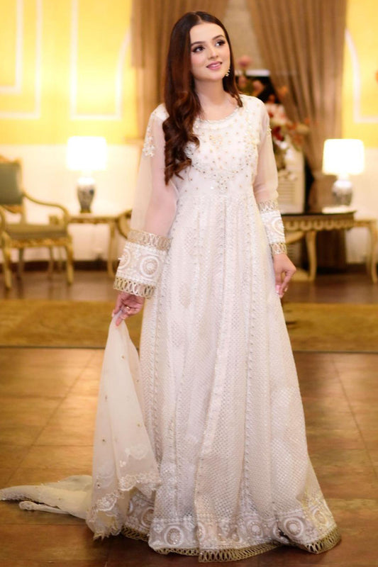 3 PCs White Organza Maxi